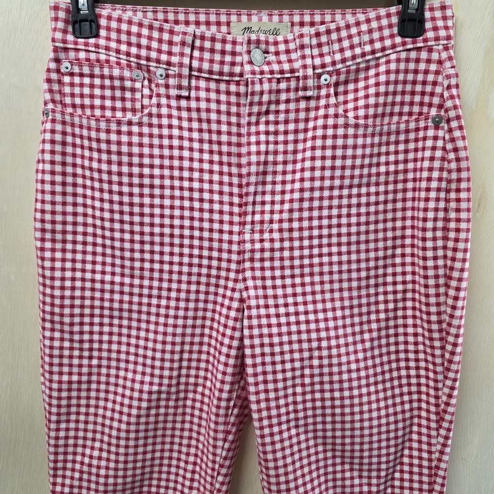 Madewell The Perfect Vintage Jean Red White Gingham Check High Rise Pants 29 - Picture 16 of 16